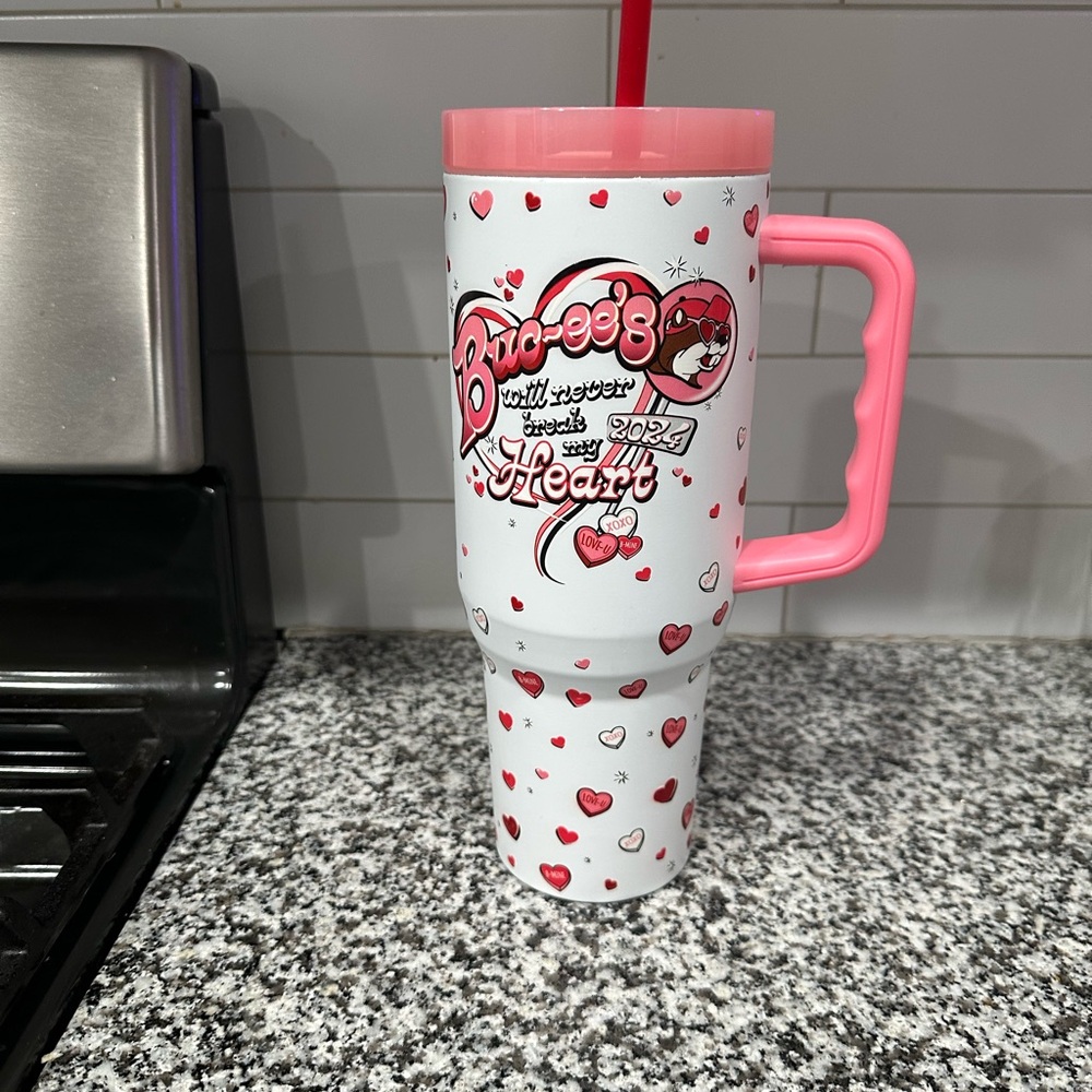 White and Pink Heart Tumbler